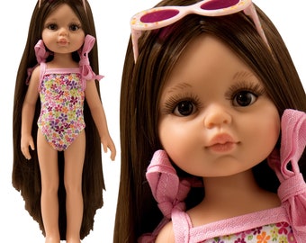 Vêtements pour poupée Paola Reina Amigas 32 cm - maillot de bain fleuri, rose à lunettes