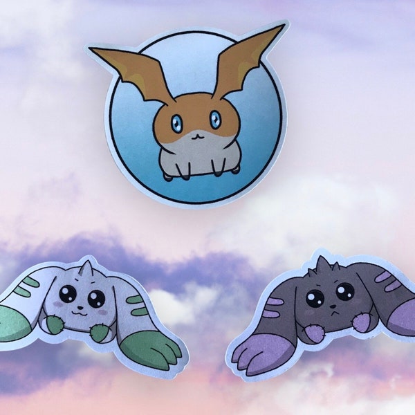 AtelierKuri - Cute Digimon Patamon Lupmon Terriermon Sticker