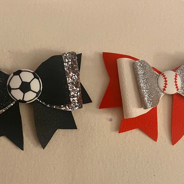 Children’s sports faux leather bows
