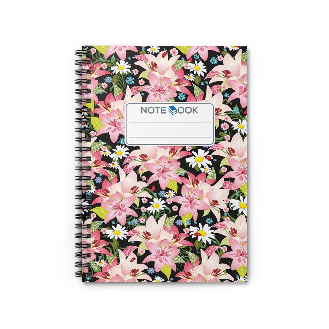 Pink Lily Floral Spiral Notebook | Ruled Journal | Planner - Etsy