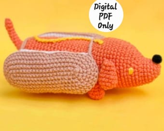 Patrón de crochet para amigurumi de perrito salchicha (descarga digital)