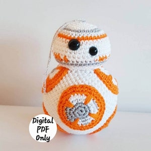 Patrón de crochet BB-8: Adorno de Star Wars, peluche amigurumi (descarga digital)