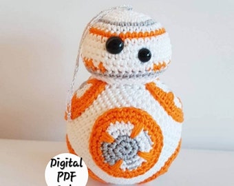 Patrón de crochet BB-8: Adorno de Star Wars, peluche amigurumi (descarga digital)