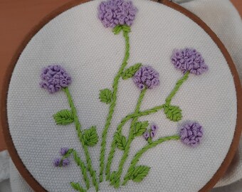 Flower Embroidery Hoop Art - Purple Flowers Handmade