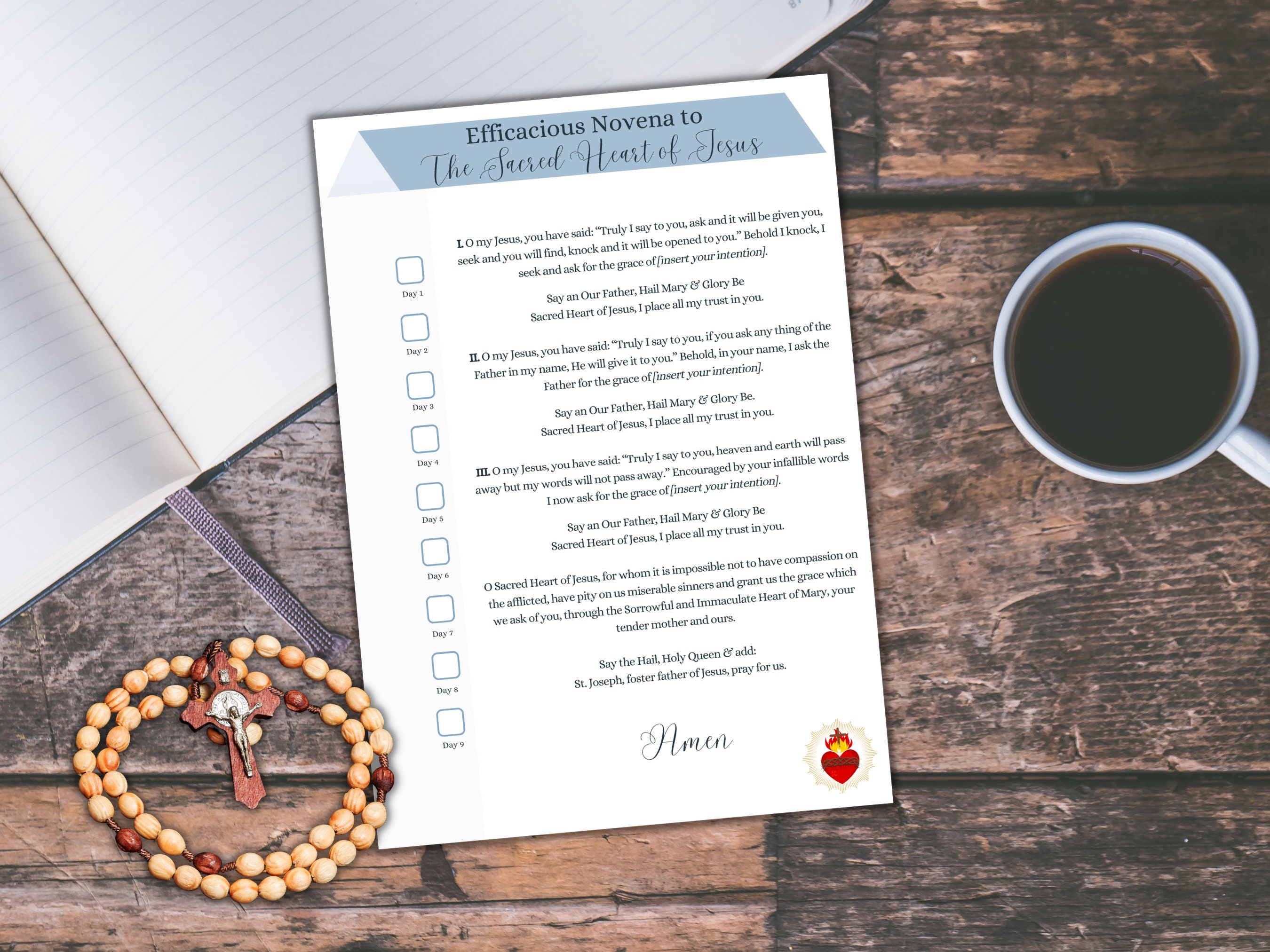 Novena to the sacred heart of jesus digital downlaod a5 etsy