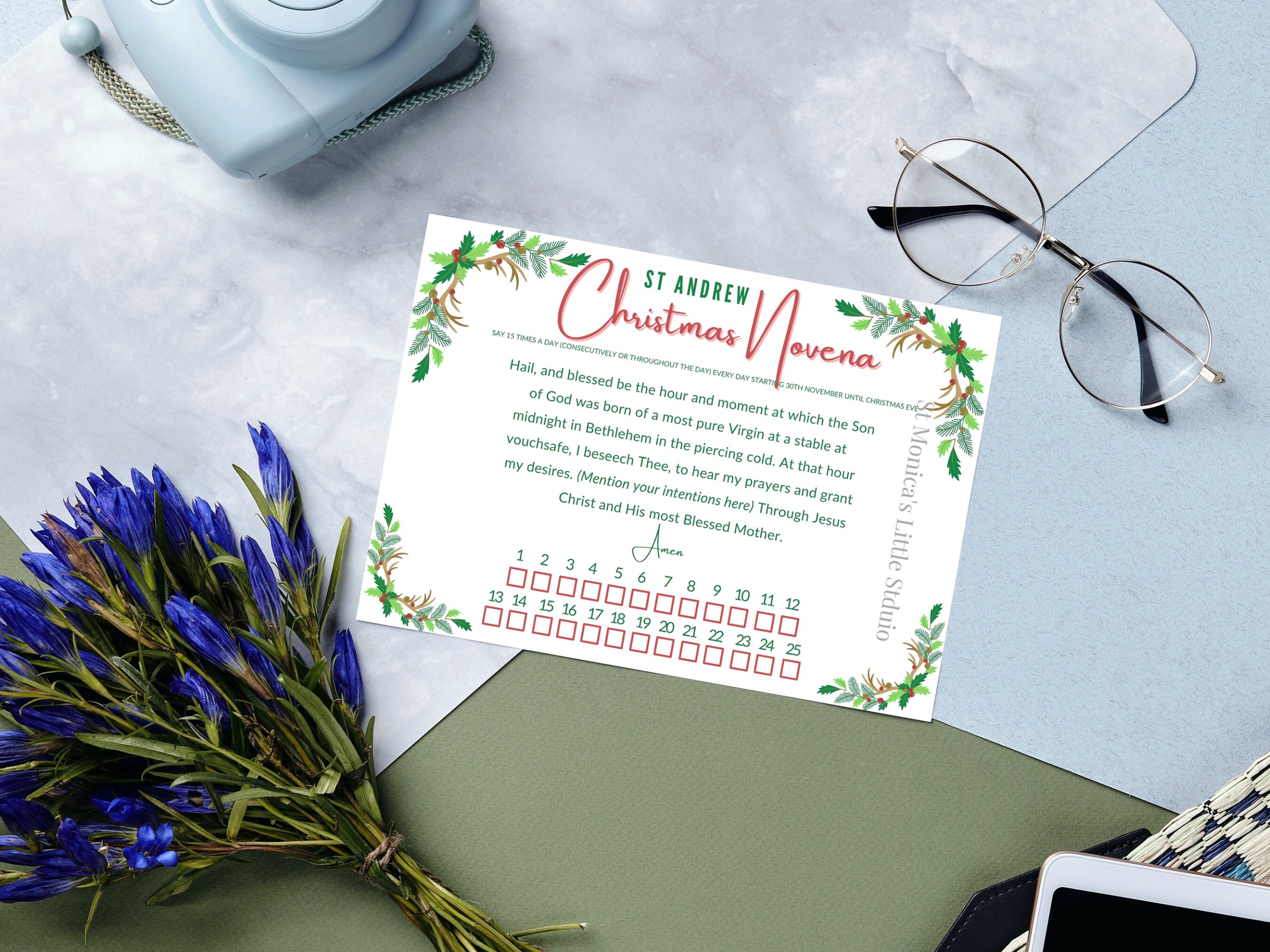 St Andrew's Christmas Novena Prayer Card & Tracker Digital - Etsy
