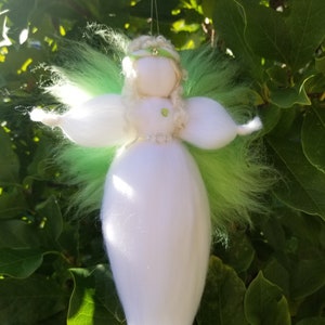needle felted "Angel of Perseverance" waldorf inspired merino wool and swarovski crystals