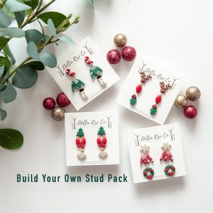 Pick Your Own Mini Christmas Stud Pack | Build Your Own Stud Pack | Polymer Clay Earrings | Holiday Gift | Christmas Clay Earring