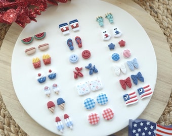 Build Your Own 4th of July Stud Pack: Patriotic Polymer Clay Earrings