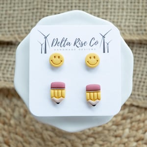 Pencil Clay Stud Pack for Teacher Appreciation Gift, Back to School Clay Stud Earring, End of School Year Teacher Gift, Gifts for Educators