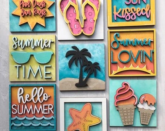Summer Interchangeable Ladder Inserts/Beach & Coastal Decor/Seasonal Home Decor/Palm Tree/Ice Cream/Starfish