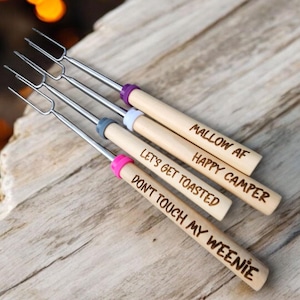 Engraved Marshmallow Sticks/Smores Sticks/Personalized Smores Sticks/Fall Gifts/Camping Gifts/Funny Smores Sticks