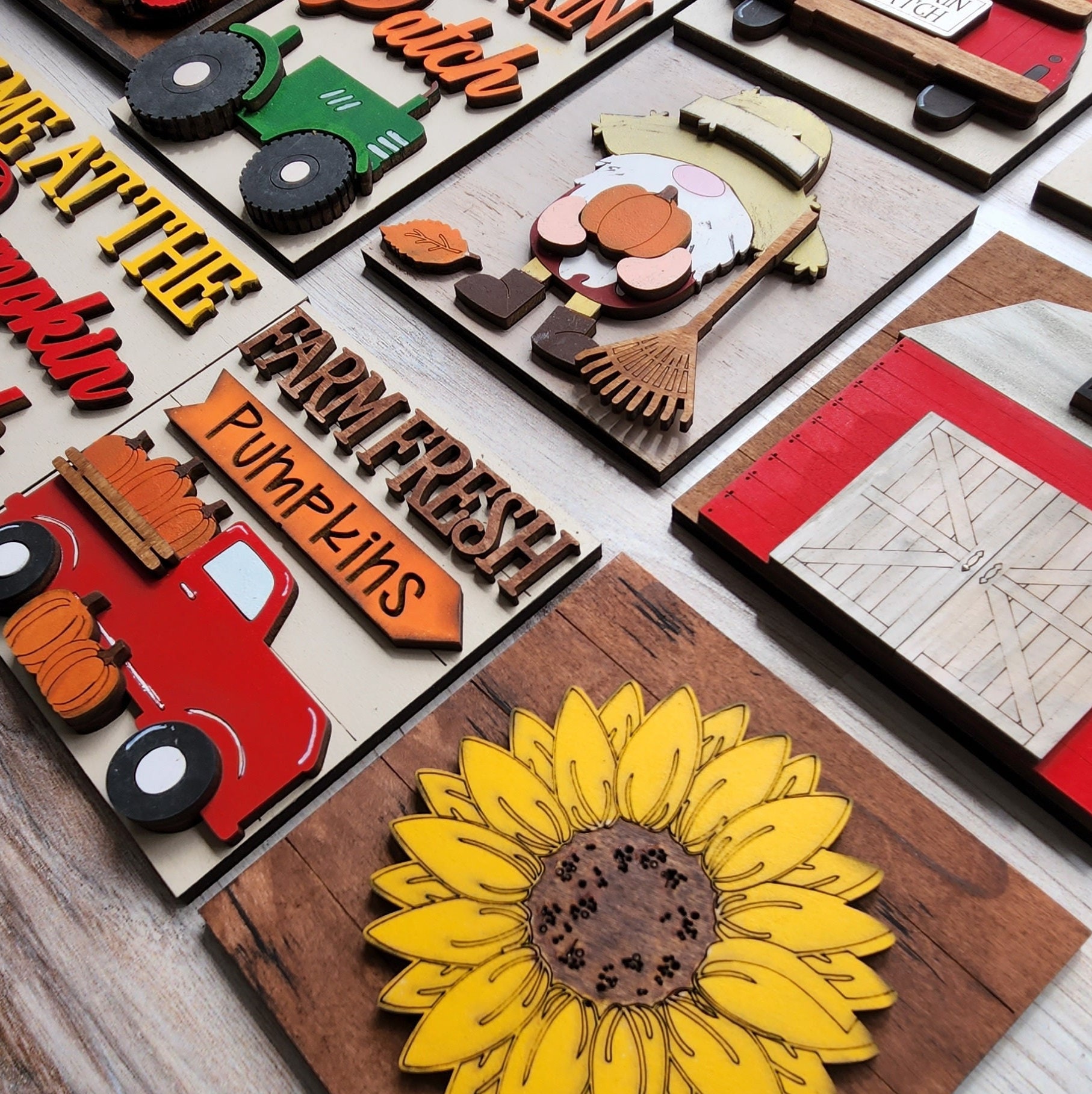 Fall Leaning Ladder Tiles, Ladder Decor, Interchangeable, Fall Decor - Etsy