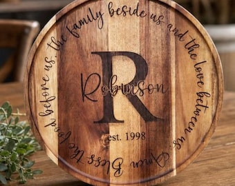 Engraved Lazy Susan – Personalized Wedding, Anniversary, or Housewarming Gift – Custom Family Name Kitchen Decor