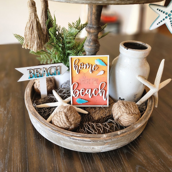 Beach Tiered Tray Decor Etsy