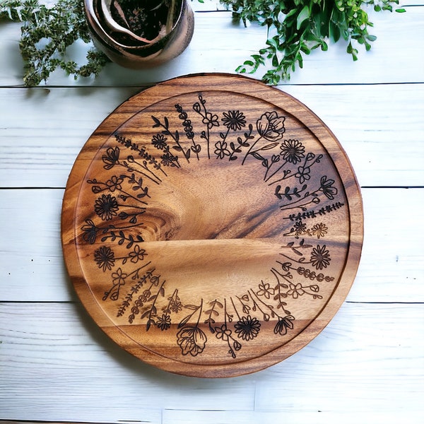 Engraved Lazy Susan/Wildflowers