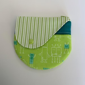Bolsa redonda con cremallera, bolsa con solapa con alas y cremallera, bolsa tipo billetera para mujer, bolsa de regalo, bolsa/billetera con cremallera divertida, tela de robot verde lima
