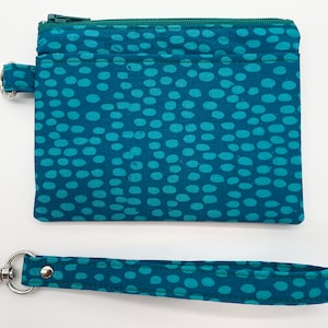 Billetera con cremallera azul azul azulado, bolsa pequeña con cremallera, bolsa para llevar y llevar, billetera para mujeres muy bonita, regalo para mujeres, bolsa de bolsillo azul azul azulado
