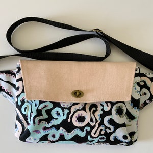 Bolso bandolera, bolso de lona y lino, bolso Haralson, riñonera, riñonera, tejido pulpo Kaffe Fasset, bolso de hombro, bolso cinturón