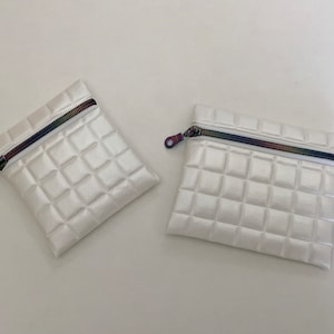 Cute vinyl &#39;quilted&#39; pouch, zipper pouch, fun fabric pouch, bridesmaid gift, handy pouch, small make up bag, grab and go bag