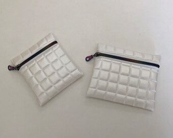 Cute vinyl 'quilted' pouch, zipper pouch, fun fabric pouch, bridesmaid gift, handy pouch, small make up bag, grab and go bag