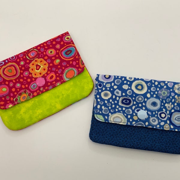 Mini wallet, small zipper wallet, three pocket wallet, Kaffe Fabric wallet, women's wallet