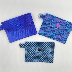 Cartera pequeña para mujer, tarjetero y portadocumentos con temática marina, cartera minimalista azul para mujer, cartera de bolsillo de tela con temática marina