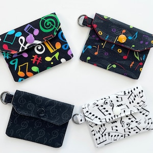 Regalo con temática musical, billetera pequeña para mujer, regalo para músico, mini porta tarjetas de crédito, regalo para maestros por 10 dólares, porta identificación, billetera de tela