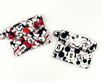 Disney themed mini wallet, ID and credit card holder, grab and go wallet, women's small wallet, Mickey or Minnie minimalist pouch