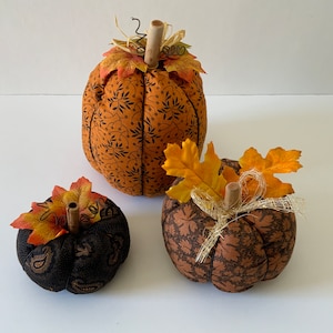 Fabric pumpkins, fall fabric pumpkins,  Autumn decor, handmade fabric pumpkins, fall decor, Thanksgiving decor, ONE OF A KIND!