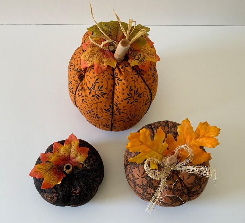 Fabric Pumpkins, Fall Fabric Pumpkins, Autumn Decor, Handmade Fabric