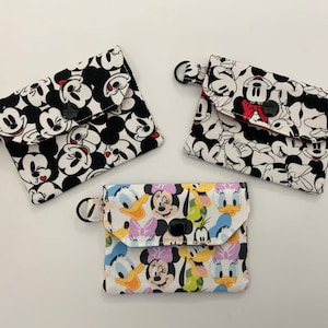 Mini billetera con temática de Disney, tarjetero para identificación y tarjetas de crédito, billetera para llevar, estampado de Minnie Mouse, tarjetero de presentación, Mickey Mouse