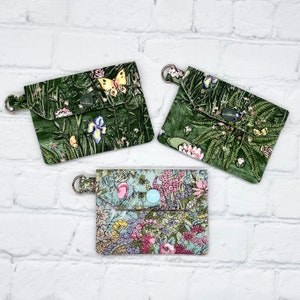 Minitarjetero y portadocumentos con diseño de jardín floral, minicartera de mujer con mariposa, estuche para llevar, tarjetero, regalo para profesores