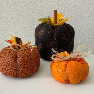 Fabric pumpkins, fall fabric pumpkins,  Autumn decor, handmade fabric pumpkins, fall decor, Thanksgiving decor, Halloween, ONE OF A KIND!