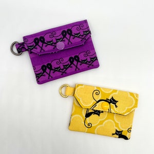 Mini billetera de tela con forma de gato negro para mujer, tarjetero y portadocumentos minimalista para llevar, regalo para amantes de los gatos de diez dólares