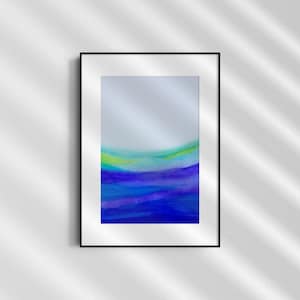 Abstract Ocean Waves Watercolor Art, Minimalist Coastal Print (Digital Download)