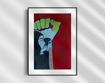 Jin Jiyan Azadi watercolor art, Zan Zendegi Azadi art, Iranian revolution art, Feminism art, Watercolor wall art, Digital download