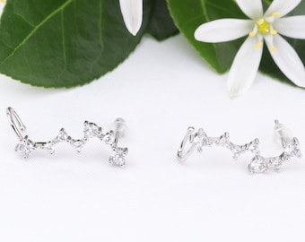 Minimaliste Winter Sparkle Ear Crawlers | Veste d’oreille et | de grimpeur | diamond ear climbers Cadeau de demoiselle d’honneur | Cadeau de maman