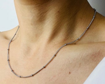 Minimalist Necklace, Beaded Chain, Choker Necklace, Dainty Beaded Necklace, Delicate Wedding Necklace