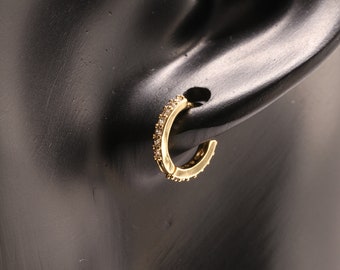 Tiny gold ear hoops, Dainty rose gold hoops, Conch cz ear hoops, Huggie ear hoop, Dainty silver ear hoops