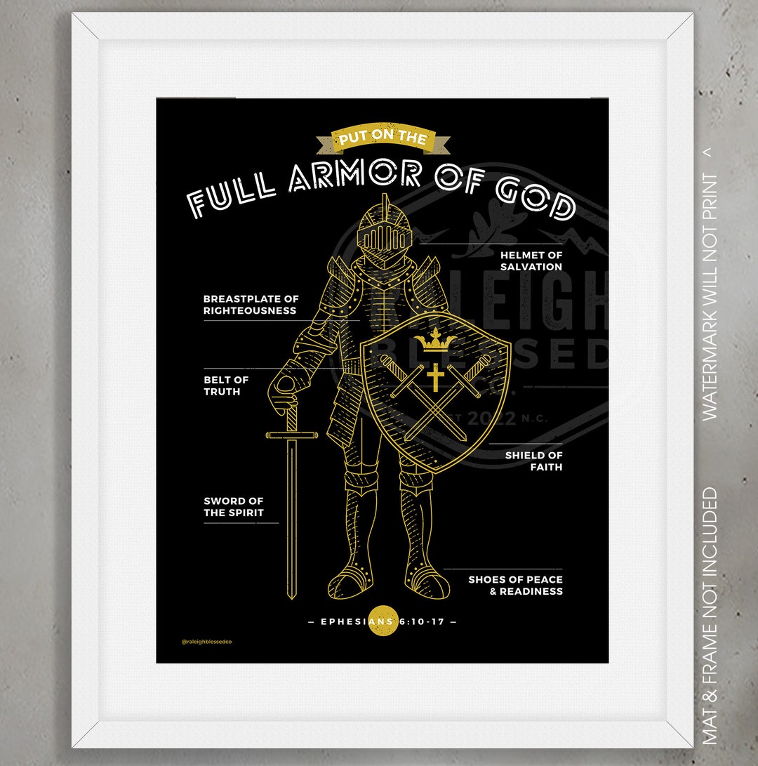 Armor of God Black Gold Bible Verse Inspirational Wall Art Etsy