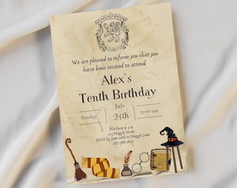 Wizard Birthday Party Invitation, Wizard Invitation Template, Editable Birthday Invitation, Instant Download, Wizarding Invitation