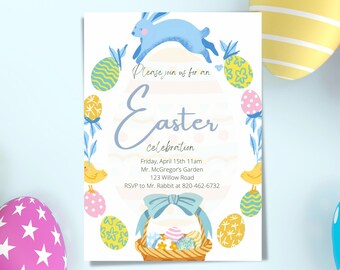 Easter Invitation, Printable Easter Invite Template, Editable Easter Invitation, Instant Download, Fully Editable Invite