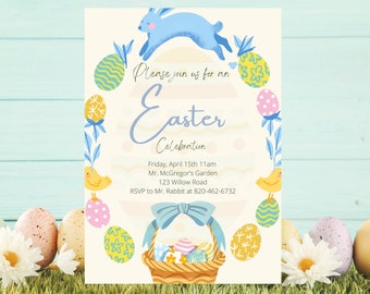 Easter Invitation, Printable Easter Invite Template, Editable Easter Invitation, Instant Download, Fully Editable Invite