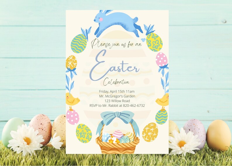 Easter Invitation, Printable Easter Invite Template, Editable Easter Invitation