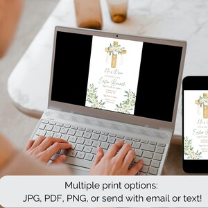 Easter Invitation, Printable Easter Invite Template, He is Risen, Easter Party Invitation