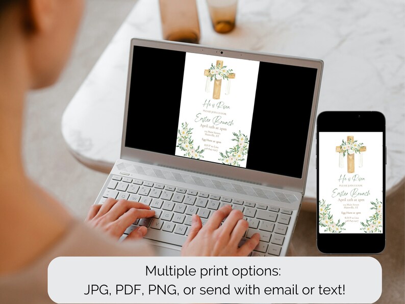 Easter Invitation, Printable Easter Invite Template, He is Risen, Easter Party Invitation