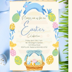 Easter Invitation, Printable Easter Invite Template, Editable Easter Invitation