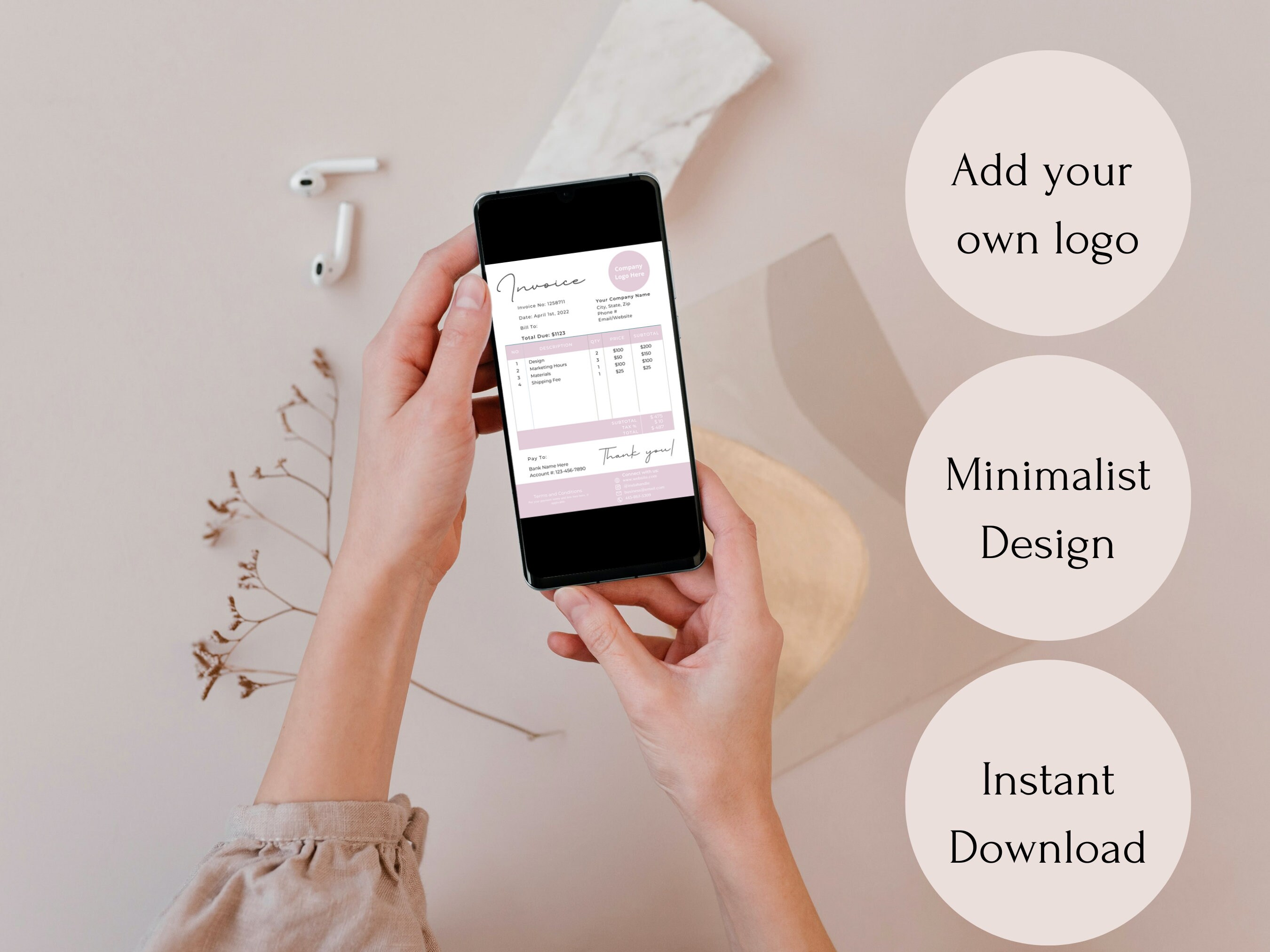 Business Invoice Template, Printable Invoice, Custom Business Invoice ...