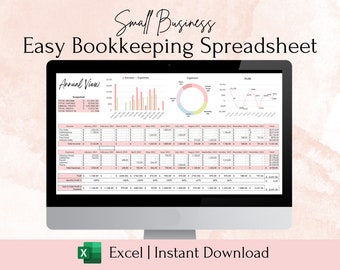 Easy Business Bookkeeping, Excel Small Business Bookkeeping Spreadsheet, Expense Income Tracker, Easy bookkeeping Profit Loss
